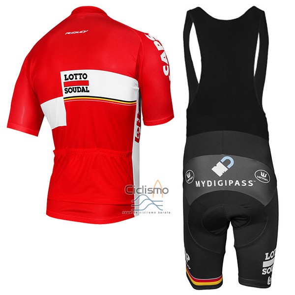 Lotto Soudal Ropa Ciclismo Culotte Corto 2017 Mangas Cortas Rojo